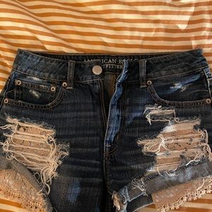 AEO shorts painted pockets